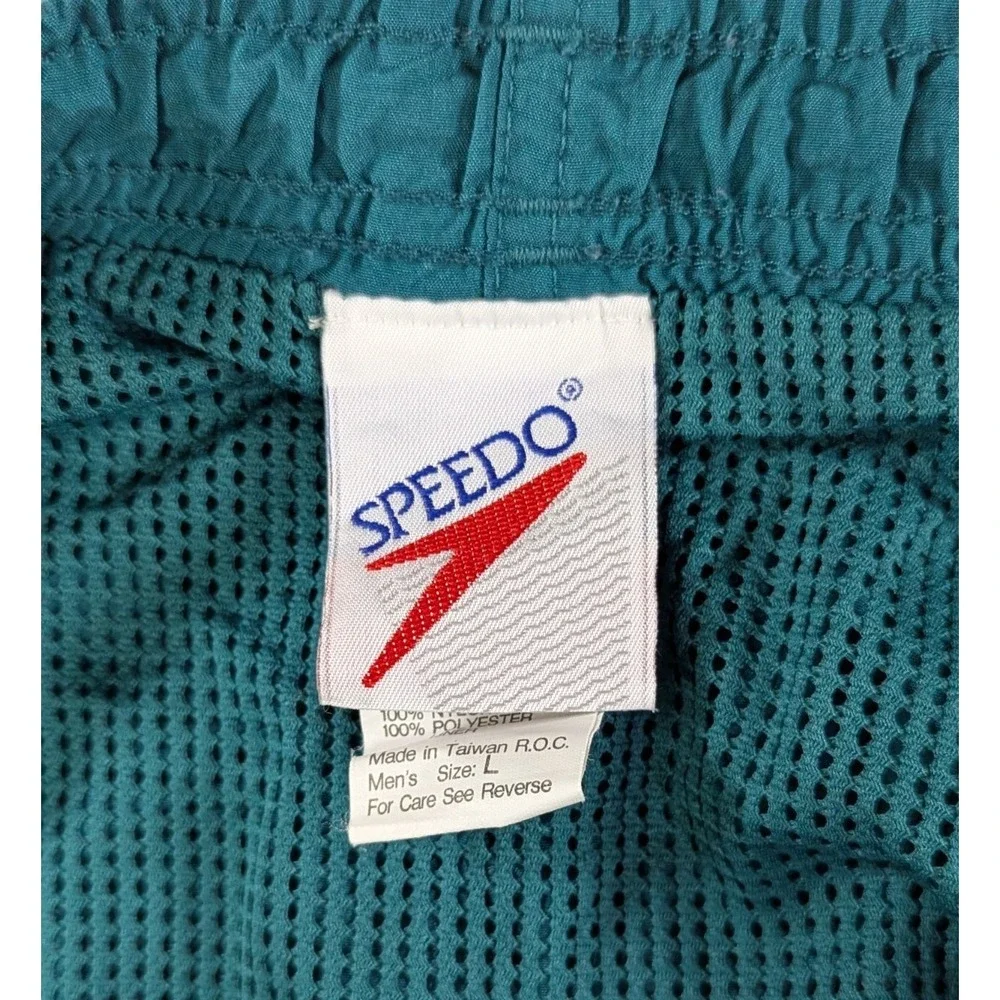 Speedo Mens Vintage‎ 90s Retro Swim Trunks Shorts Large Teal Green